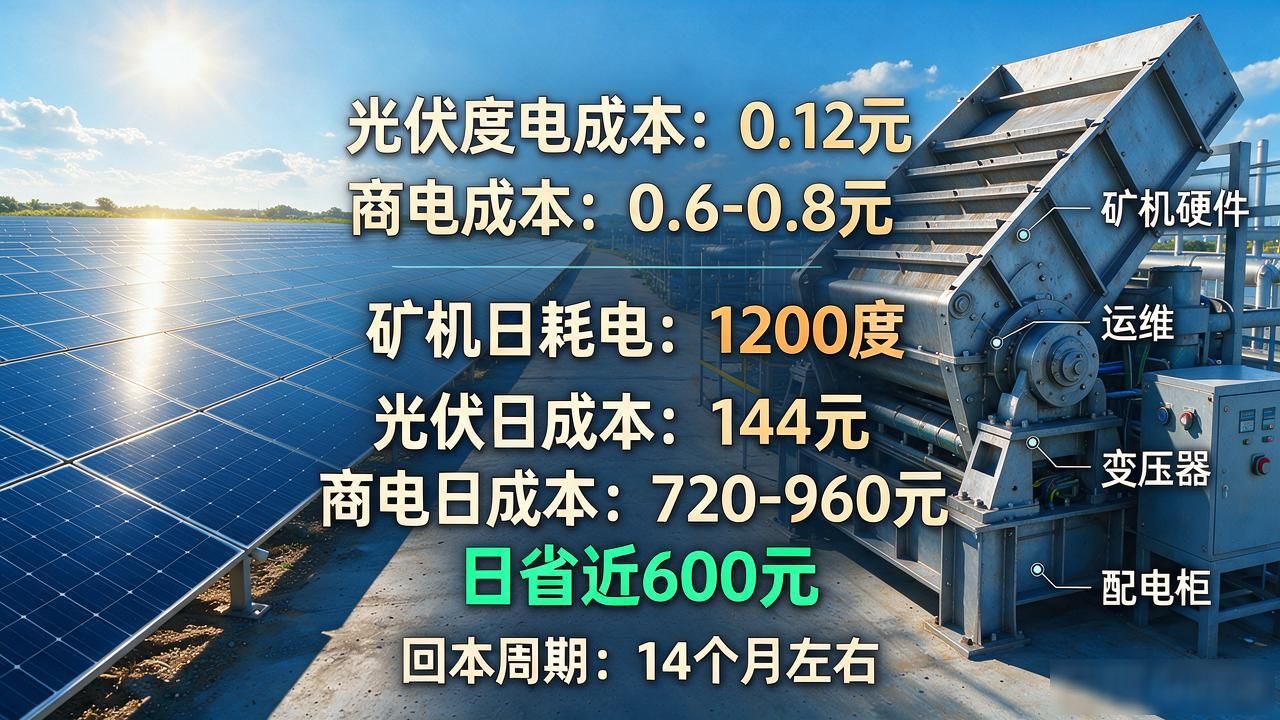 光伏配矿机值不值得投?数字货币光伏收益算笔明白账