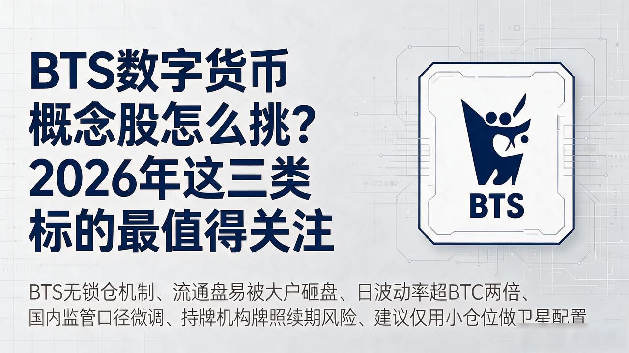 BTS数字货币概念股怎么挑？2026年这三类标的最值得关注