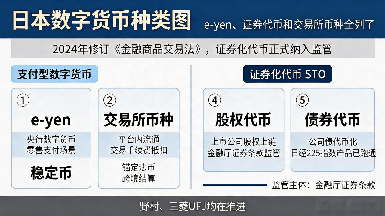 日本数字货币种类图：e-yen、证券代币和交易所币种全列了