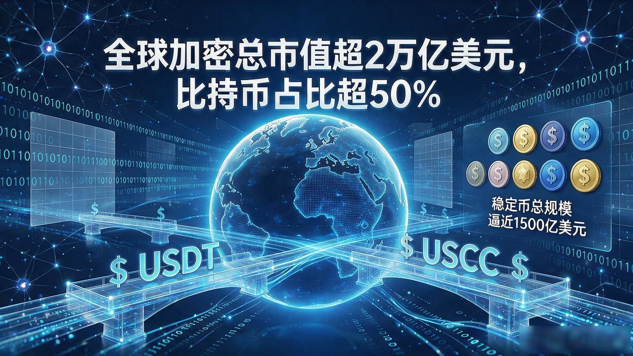 全球加密总市值超2万亿美元,比特币占比超50%