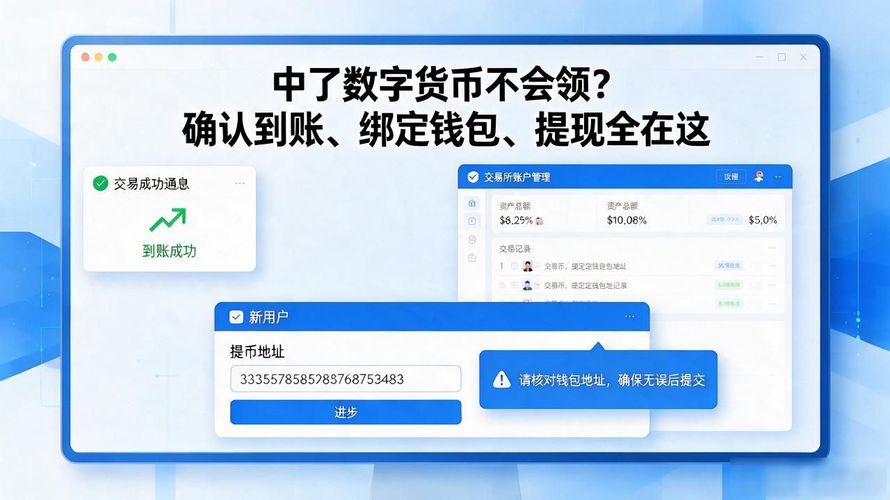 中了数字货币不会领?确认到账、绑定钱包、提现全在这