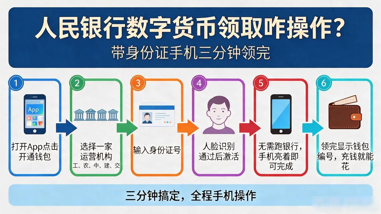 人民银行数字货币领取咋操作？带身份证手机三分钟领完